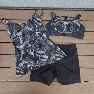 TYR Womens Floral Brooke Tank Jojo Top & Solid Boyshorts Sz S NEW  Sample